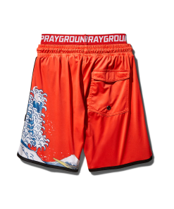 Alternative view of KIDS JAPAN WAVE SWIM TRUNKS (RED)