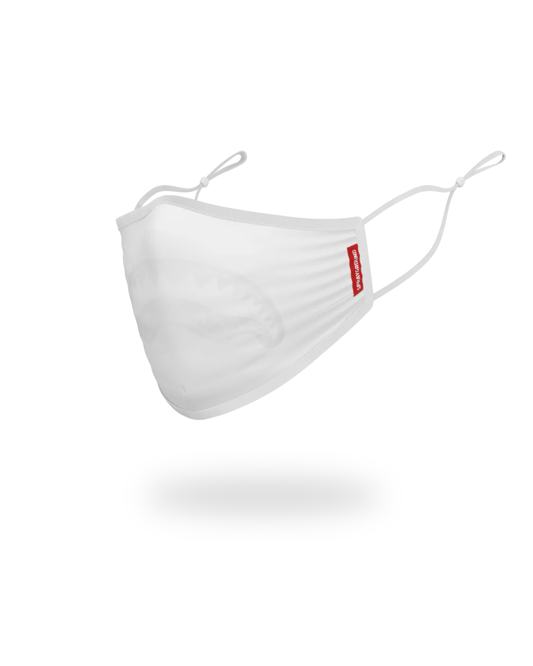 ADULT WHITE ON WHITE SHARK FORM-FITTING FACE MASK - Image 2