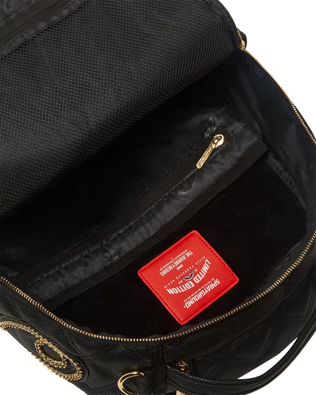NOIR QUILT GOLD CHAIN SHARK BACKPACK (DLXV) - Image 16