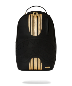 GOLD AND BLACK RACING STRIPES BACKPACK