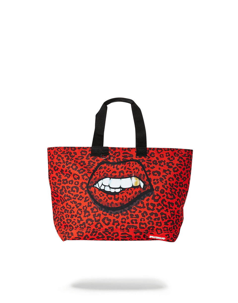 RED LEOPARD LIPS TOTE