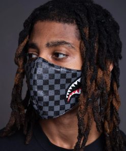 Alternative view of SHARKS IN PARIS (GRAY) VEGAN LEATHER FACE MASK