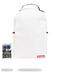 THE SPRAYGROUND DIY WHITE BACKPACK (VEGAN LEATHER & INNER MONEY LINING) & MARKERS INCLUDED