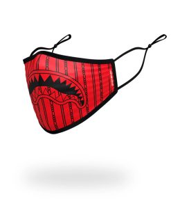 Alternative view of ADULT REVERSE SHARKS IN PARIS (RED) FORM FITTING FACE MASK