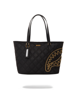 NOIR QUILT GOLD CHAIN SHARK TOTE
