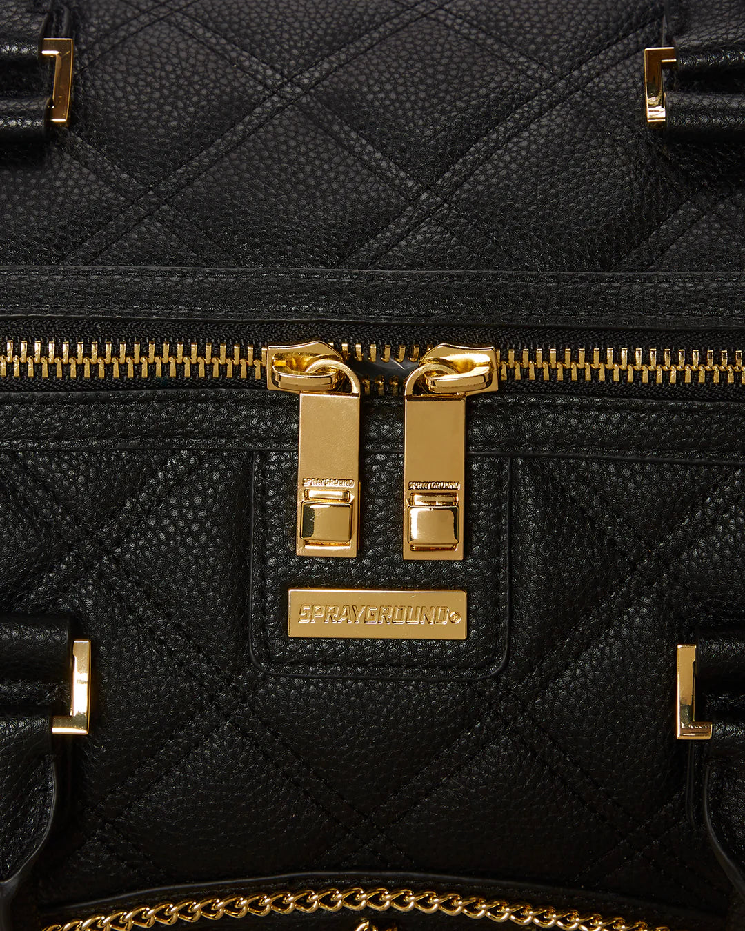 NOIR QUILT GOLD CHAIN SHARK DUFFLE - Image 14