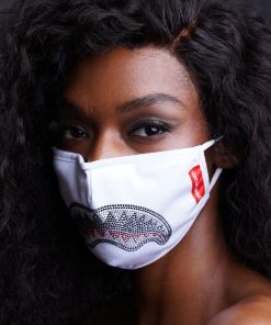 Alternative view of TRINITY DIAMOND SHARK (WHT) POLYESTER FACE MASK