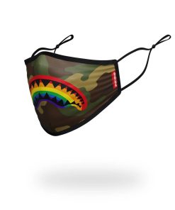 Alternative view of ADULT RAINBOW SHARK FORM FITTING FACE MASK
