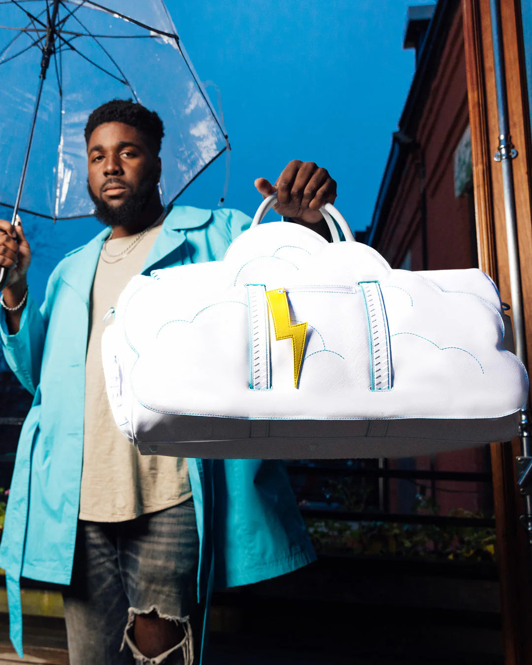 CLOUDY WITH A CHANCE OF SHARK DUFFLE - Image 3