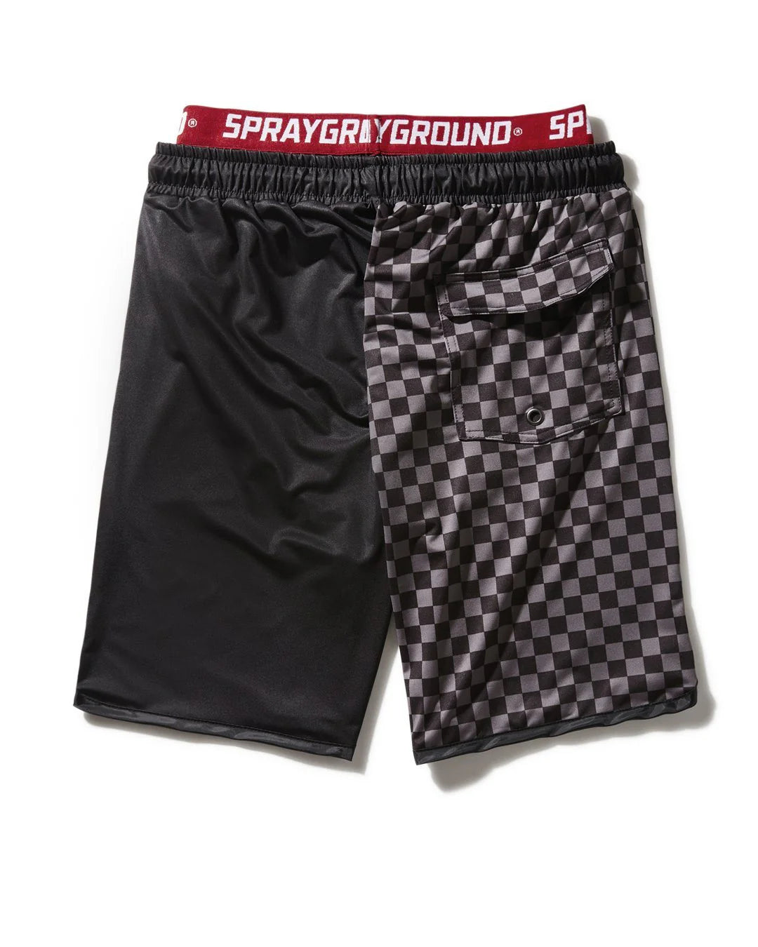 GREY CHECKERED SPLIT CORTO SWIM TRUNKS - Image 3