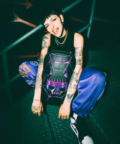 Alternative view of CAZZU IRIDESCENT CUT & SEW SPIDER SKULL SHARK BACKPACK (DLXV)