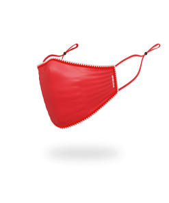 Alternative view of ADULT VERTICAL SHARK (RED) FORM-FITTING FACE MASK