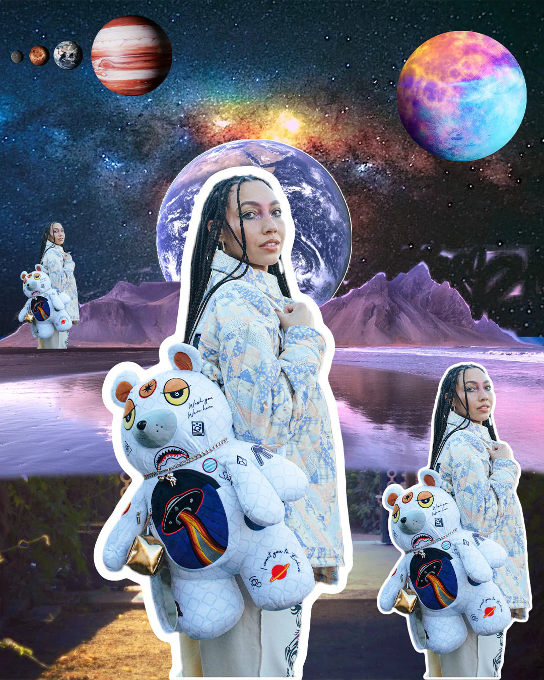 UFO SPACED OUT MONEYBEAR TEDDYBEAR BACKPACK - Image 2