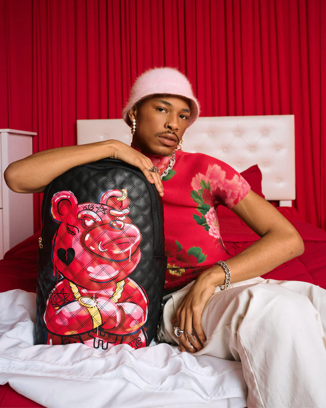 QUILT HAND PAINTED DIABLO BEAR BACKPACK (DLXV) - Image 2
