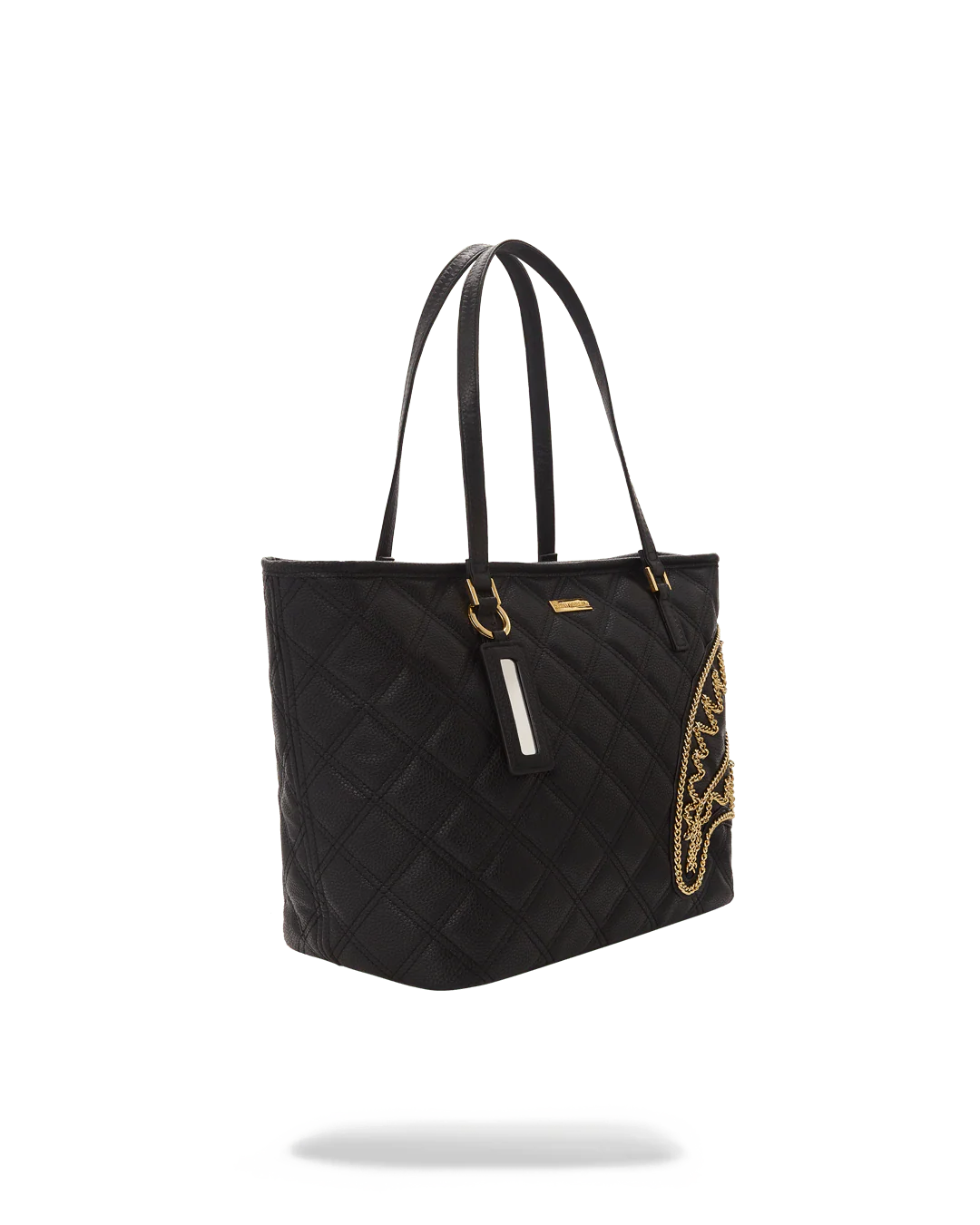 NOIR QUILT GOLD CHAIN SHARK TOTE - Image 3